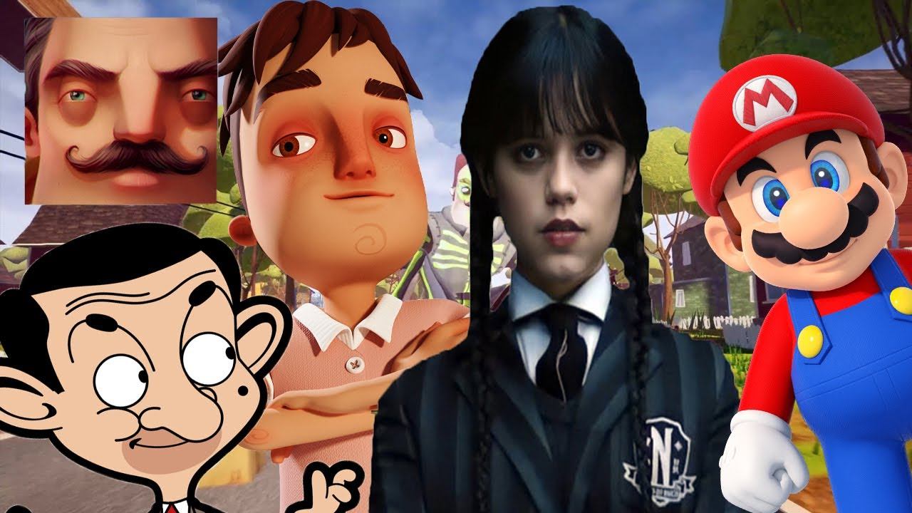Hello Neighbor - New Neighbor Wednesday Addams Mario Mr Bean Aaron History Gameplay Walkthrough смотреть онлайн