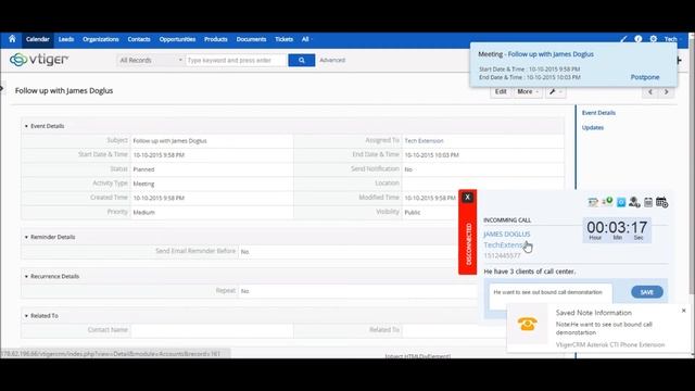 Vtiger CRM Asterisk  PBX CTI Integration