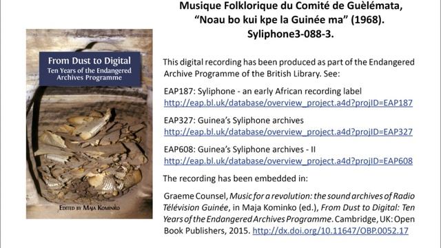 Musique Folklorique du Comité de Guèlémata, “Noau bo kui kpe la Guinée ma” (1968), 2’33”. смотреть онлайн