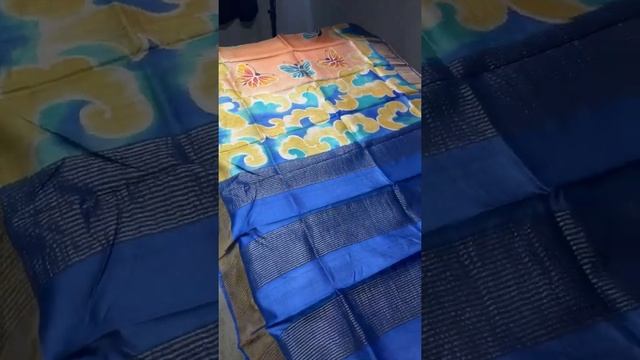 06 August Pure TUSSAR handpainted silk sarees @5450 | Yugamugi 9789638283 смотреть онлайн