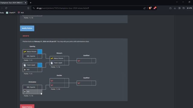 Valorant Champions Tour 2024 EMEA Kickoff Pick'em VLR - VCT 2024 смотреть онлайн