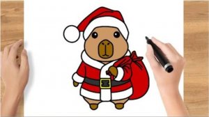 Как нарисовать Новогоднюю Капибару легко
