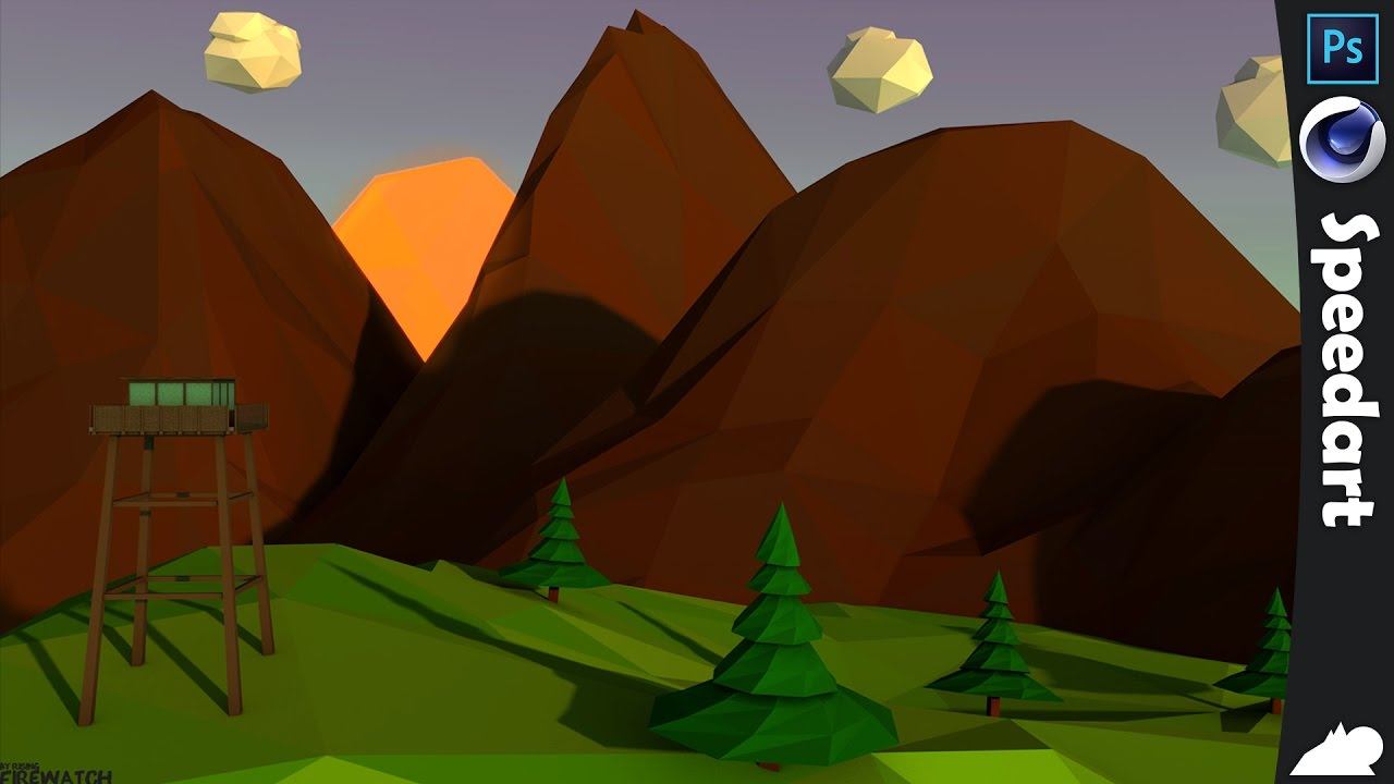"Firewatch" | LowPoly Speedmodelling (Cinema4D, Photoshop) смотреть онлайн