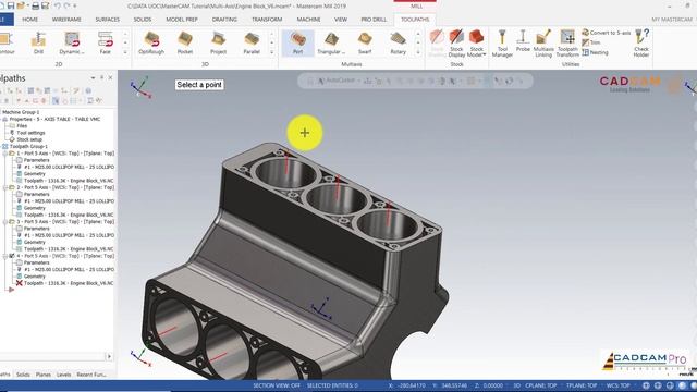 MasterCAM 2019 Tutorial #66 | Mill 5 Axis Port Machining - Engineer box | cadcam tutorial смотреть онлайн
