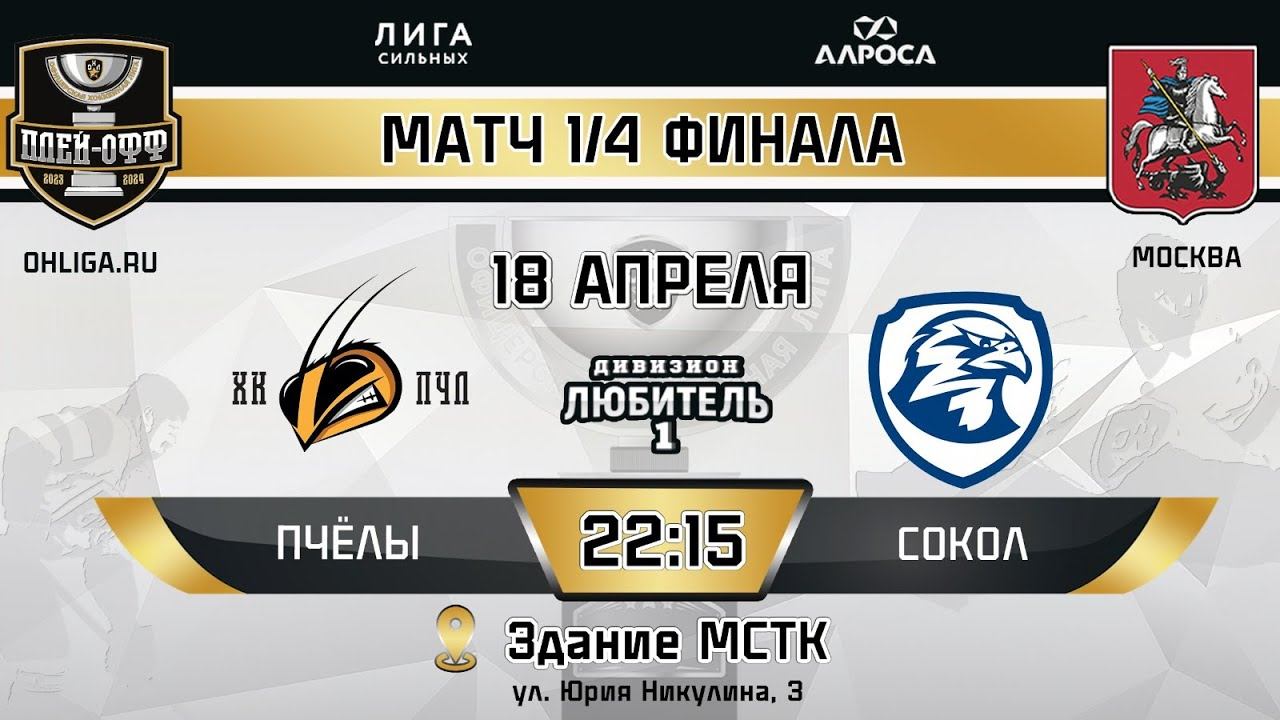 LIVE / ПЧЁЛЫ - СОКОЛ / 18.04.24 / ОХЛ МОСКВА / ДИВИЗИОН ЛЮБИТЕЛЬ 1 смотреть онлайн