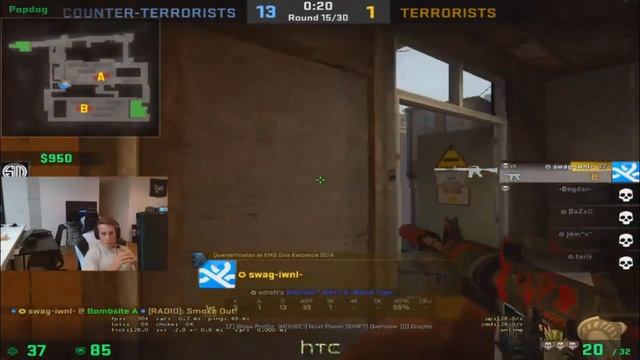 CS:GO - Swag Insane Clutch On JDM's Stream смотреть онлайн