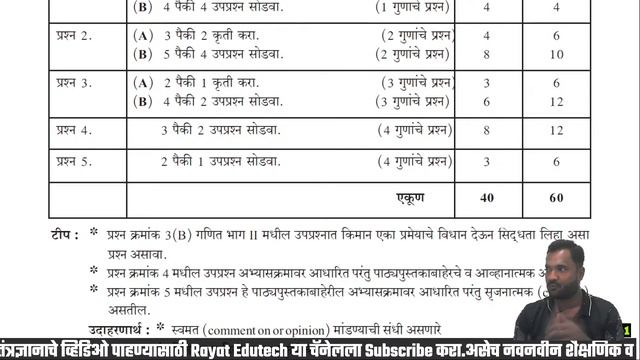 10वी व 9वी गणित भाग-1 व 2 सुधारित प्रश्नपत्रिका आराखडा व प्रकारणानुसार गुणदान|कृतीपत्रिका स्वरूप смотреть онлайн