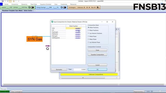 Aspen Hysys 12.1 TMA  Production In Methanol Reactor