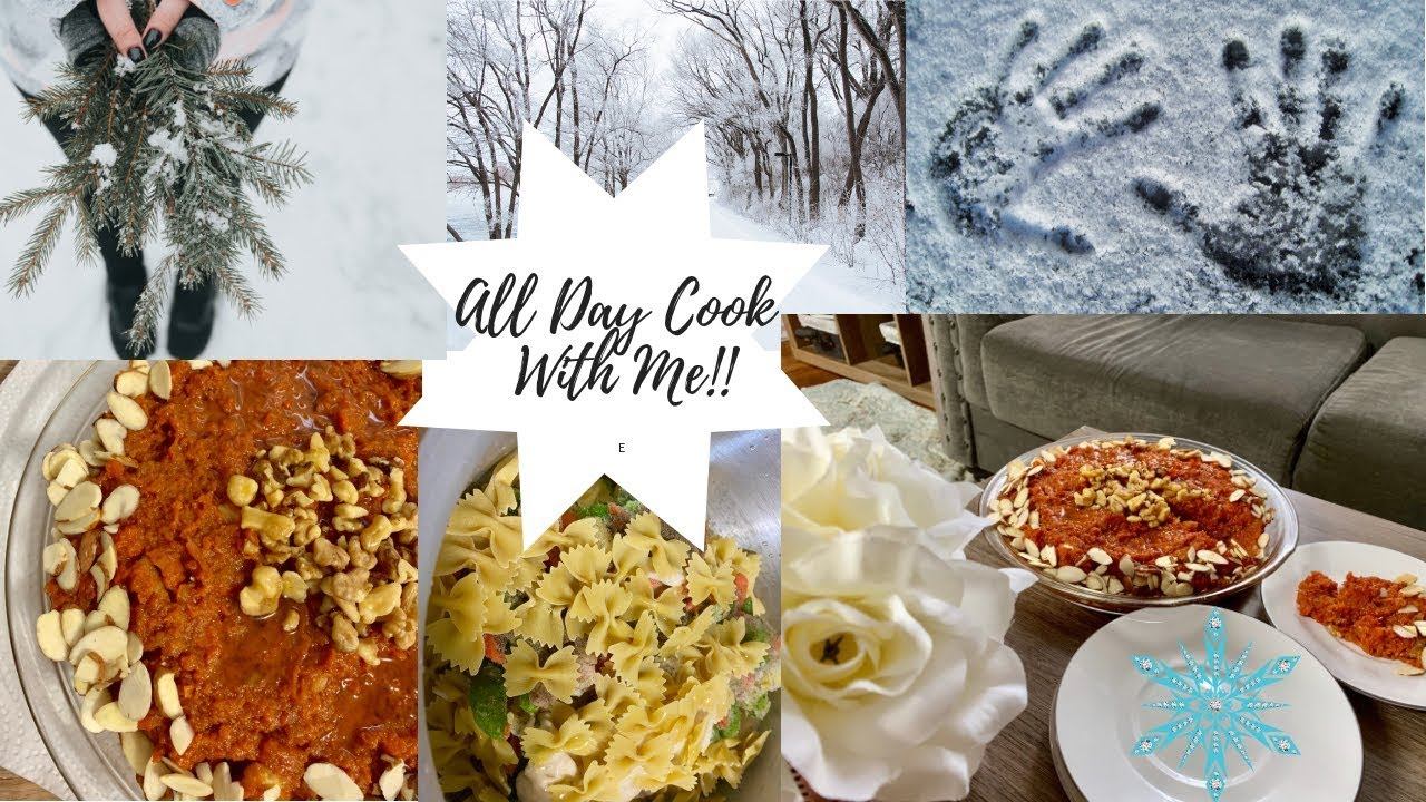 Breakfast Lunch Dinner! All day cook with me in the Snow!! Nazkitchenfun смотреть онлайн