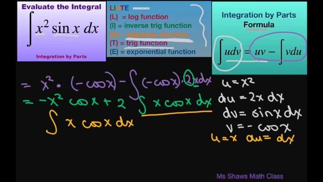 Evaluate the Integral (x^2 sin x) dx. Integration by Parts смотреть онлайн
