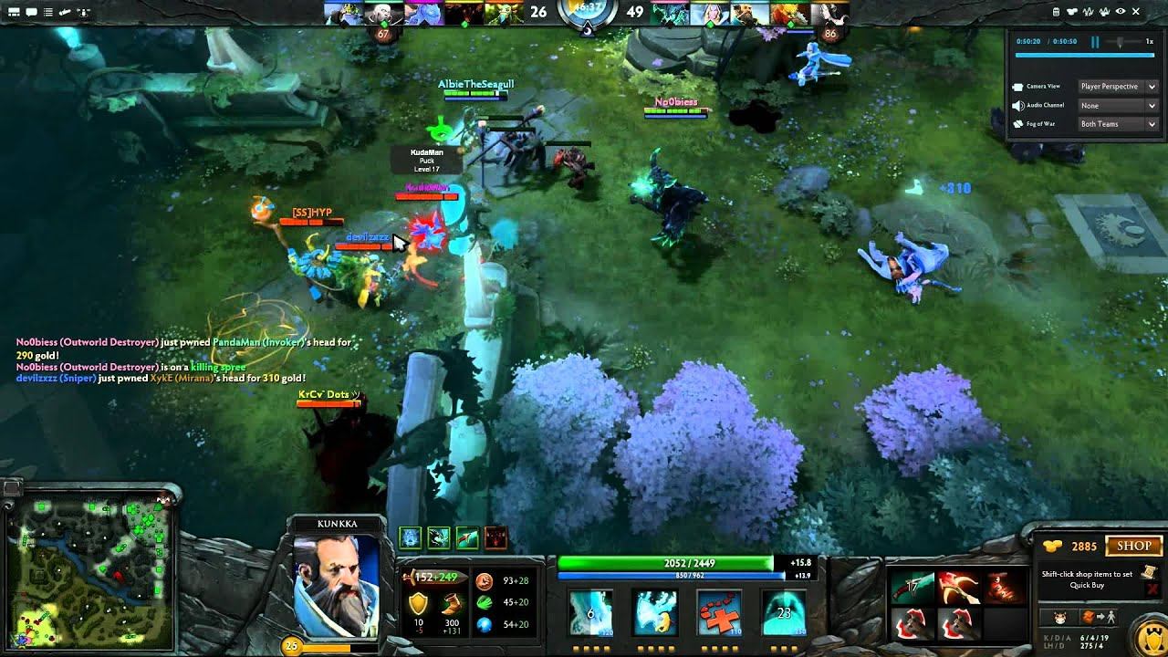 Dota 2 - Kunkka 1 hit ultrakill. смотреть онлайн