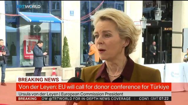 Von der Leyen: EU will call for donor conference for Türkiye смотреть онлайн