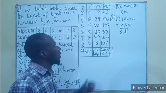 Finding the median, mean, and standard deviation from a data || June WASSCE 2023 || Statistics смотреть онлайн