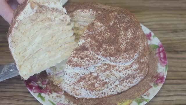 Домашний торт ЧЕРЕПАХА. Бисквитный торт со сметанным кремом. смотреть онлайн