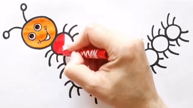 Как нарисовать ГУСЕНИЦУ / раскраска для детей / Нарисуй Ка смотреть онлайн