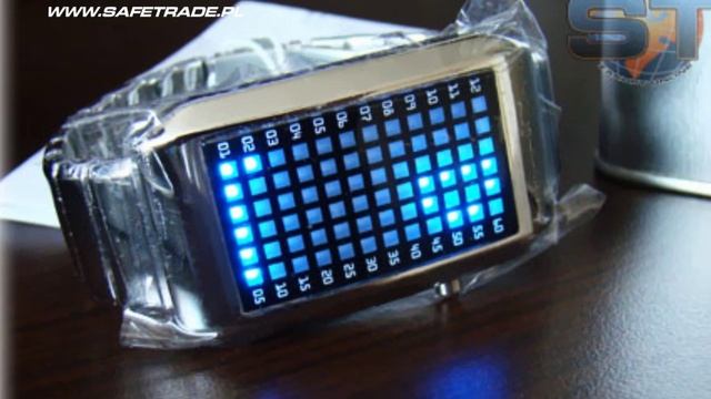 Unikalny Zegarek Naręczny LEDX Blue - stalowa bransoleta, panel LED [www.safetrade.pl смотреть онлайн