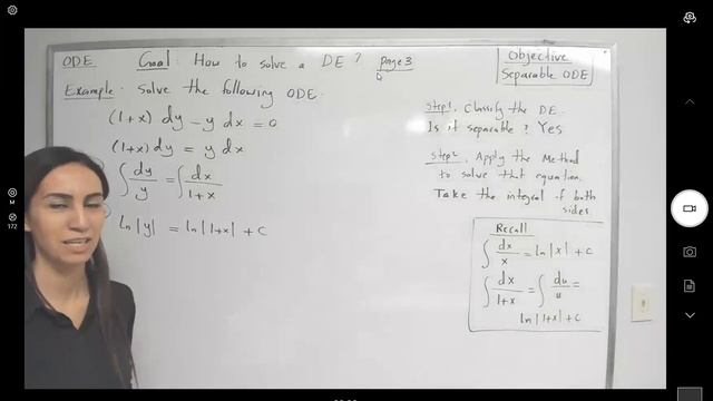 ODE- Separable ODE Example: (1+x) dy - y dx =0 смотреть онлайн