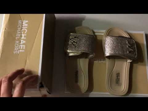 Unboxing Original Michael Kors Eli Elise Slides смотреть онлайн