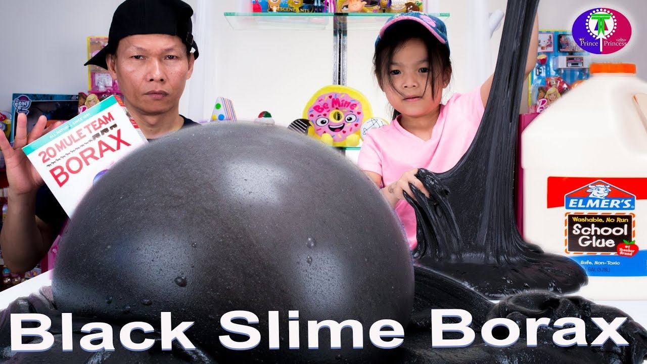 Fan Requested DIY Black Slime Glue with Borax | English/Khmer Easy Slime Glue with Borax смотреть онлайн