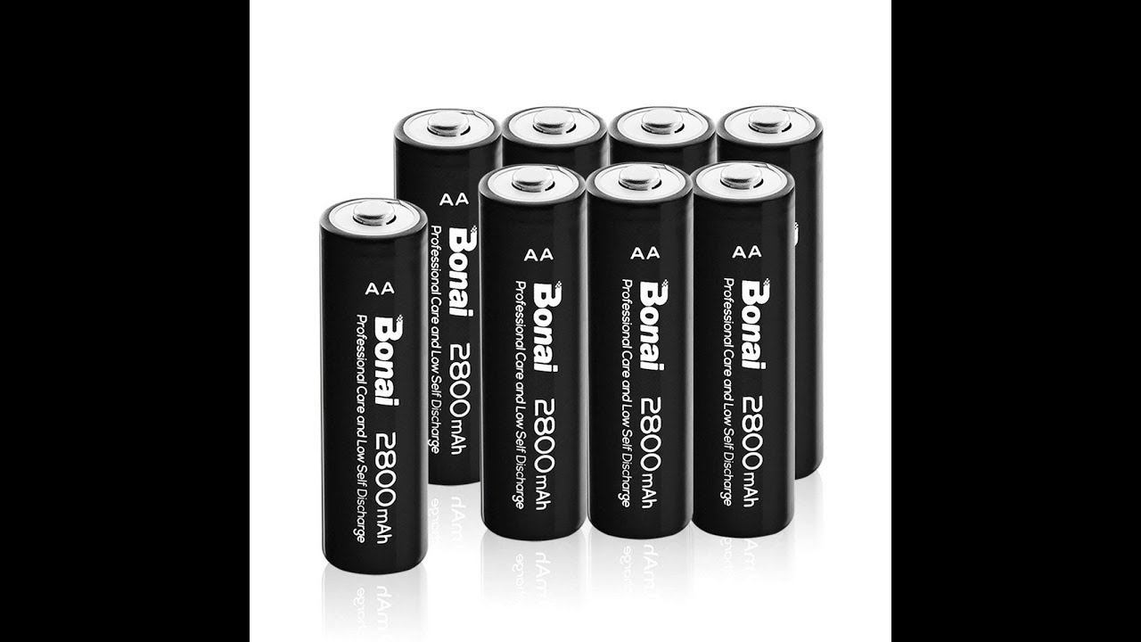 BONAI AA Rechargeable Batteries 2800mAh 1.2V Ni-MH Low Self Discharge 8 Pack - UL Certificate смотреть онлайн
