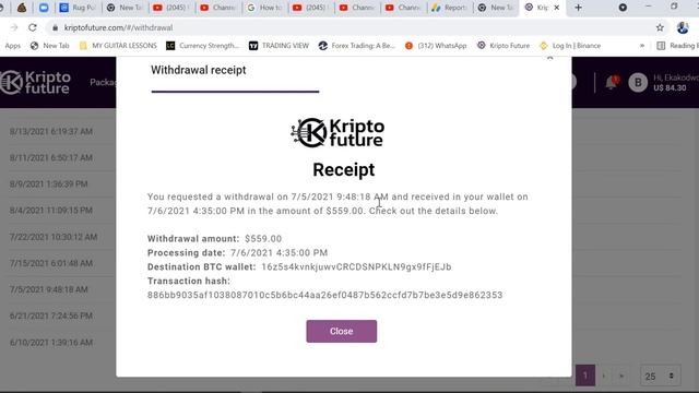 KRIPTO FUTURE | Financial Statement, My Purchase & Withdrawal History смотреть онлайн