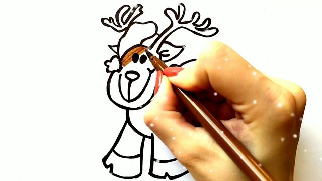 Как нарисовать ОЛЕНЯ ДЕДА МОРОЗА / Мультик раскраска ОЛЕНЬ / Нарисуй Ка смотреть онлайн