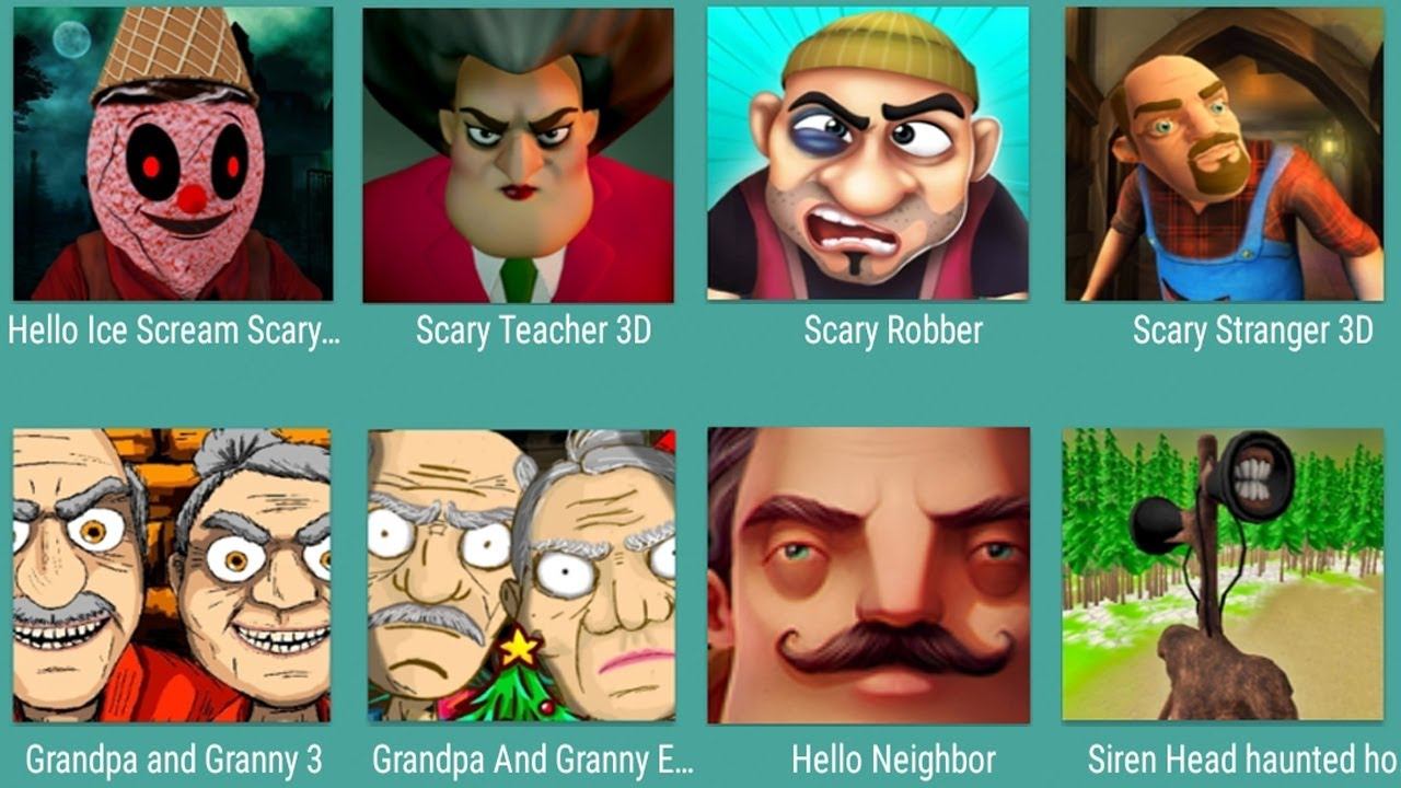 Hello Ice Scream,Scary Teacher 3D,Scary Robber,Scary Stranger 3D,Grandpa And Granny 3,Hello Neighbo смотреть онлайн