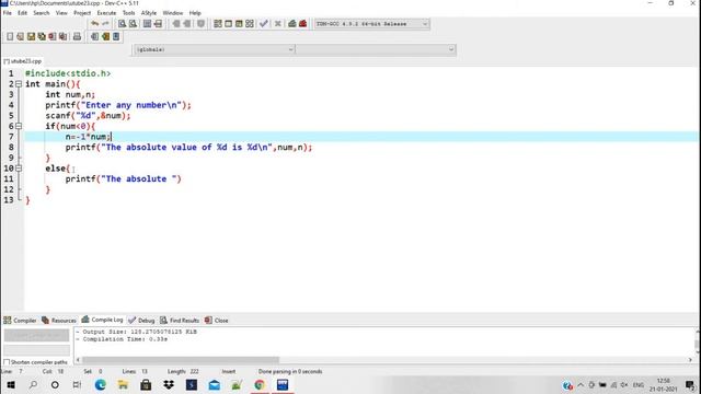 Program to find absolute value of a number using C смотреть онлайн