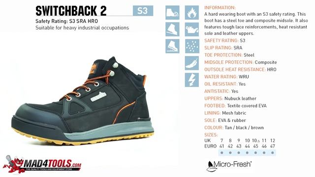 Scruffs SWITCHBACK 2 Safety Boot S3 Rated Lightweight Hiker Black (Sizes 7-12) смотреть онлайн