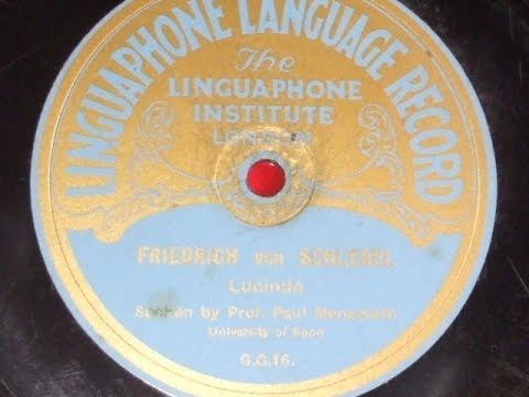 "Lucinde" Friedrich Von Schlegel spoken by Professor Paul Menzerath Linguaphone record GG 16 смотреть онлайн