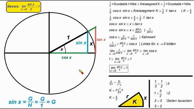 Spezielle Grenzwerte ►sin(x)/x = 1 für x→0 (Beweis) смотреть онлайн