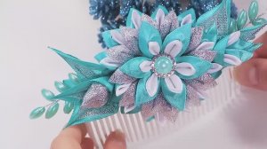 Гребень "Канзаши" из лент. Канзаши для начинающих № 32. Мария Калугина.