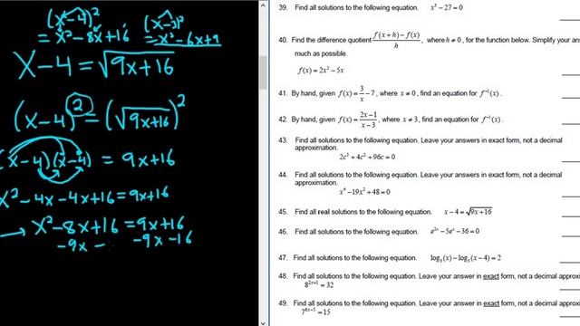 #45. Solve the Radical Equation x - 4 = sqrt(9x + 16) смотреть онлайн