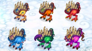 Зелынка / Reedling - все варианты цвета призматиков (My Singing Monsters: Dawn of Fire)