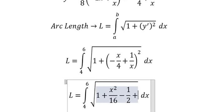 Calculus Help: Find the arc length of the curve y=1/8 (-x^2+8lnx) from x=4 to x=6 - Integration смотреть онлайн