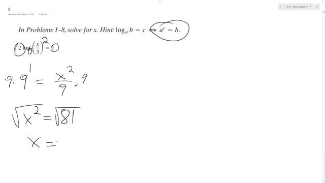 2log9 x/3 = 1, solve for x смотреть онлайн