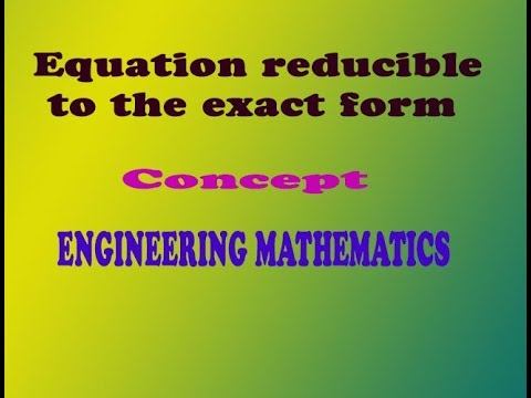 VTU Engineering Maths concept of equation reducible to the exact equation смотреть онлайн