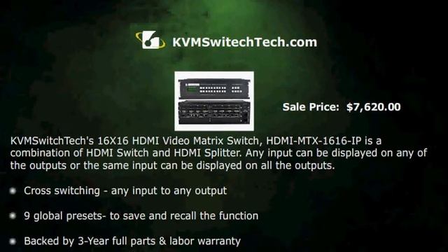 KVMSwitchTech's 16x16 HDMI Video Matrix Switch with RS232, IR and TCP/IP Control смотреть онлайн