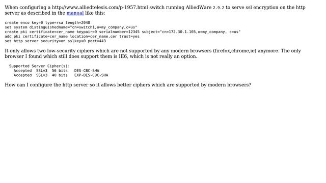 DevOps & SysAdmins: Allied Telesis AlliedWare gui http server accepted cipher suites смотреть онлайн