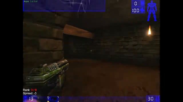 Unreal Tournament (1999) - Deathmatch - Barricade. "Me and a Bot in a dark alley!" смотреть онлайн