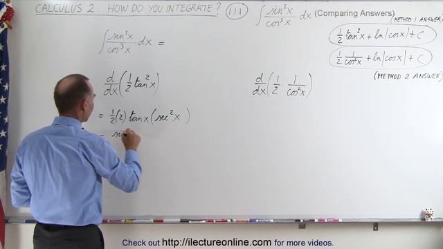 Calculus 2: How Do You Integrate? (111 of 300) Integral {[sin^3(x)]/[cos^3(x)]}dx=? (Comparing Ans. смотреть онлайн