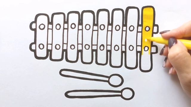 Как нарисовать МЕТАЛЛОФОН, КСИЛОФОН / раскраска для детей / Нарисуй Ка смотреть онлайн