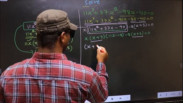 Solve cubic equation 〖〖11x〗^3+37x〗^2-98x-40=0 смотреть онлайн