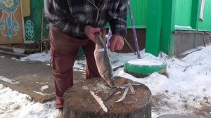 Почистим  Замороженного Жереха от чешуи , Чисто и без слизи