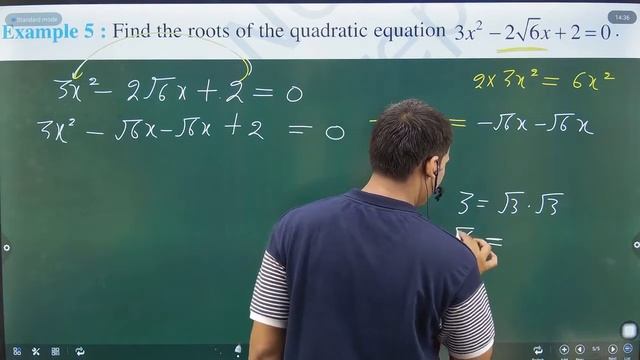 Find the roots of the quadratic equation 3x^2 - 2√6 x + 2 = 0. смотреть онлайн