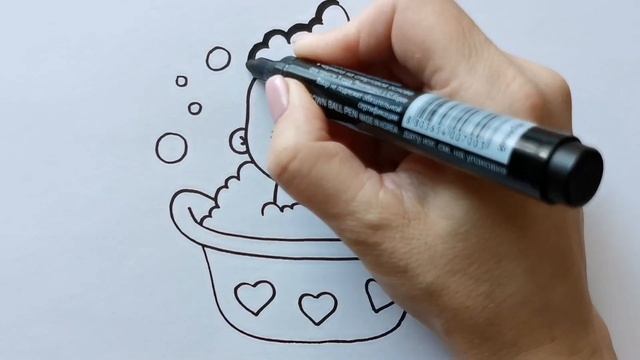 Как нарисовать КУПАЮЩЕГОСЯ МАЛЫША / раскраска для детей / Нарисуй Ка смотреть онлайн