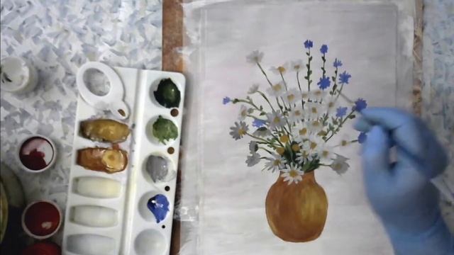 Полевые цветы. Гуашь. Для начинающих. смотреть онлайн