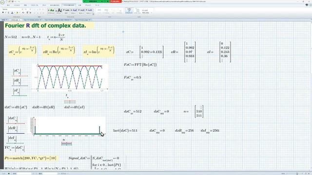 Mathcad P9-Fourier-R (Fourier analysis using complex data by dft.) смотреть онлайн