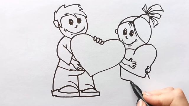 Как нарисовать ОТКРЫТКУ ко дню СВЯТОГО ВАЛЕНТИНА для детей / Нарисуй Ка смотреть онлайн