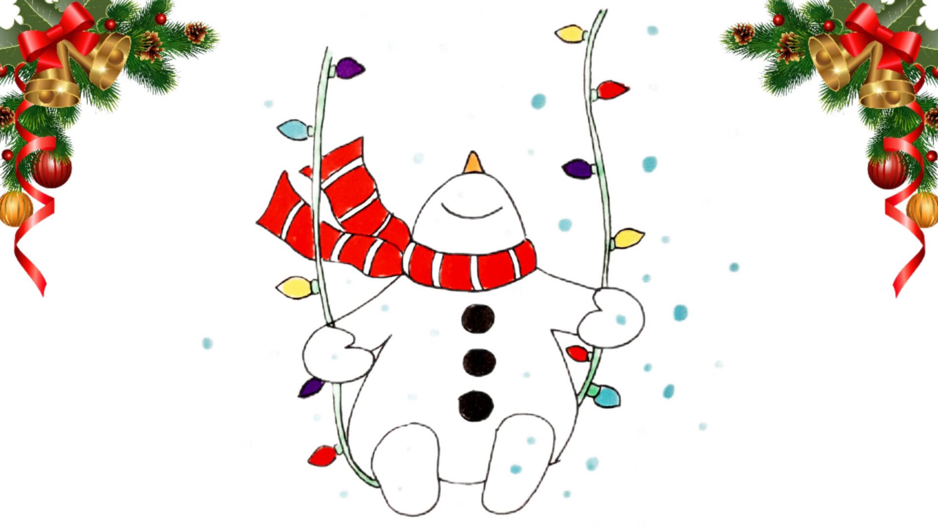 Как нарисовать Снеговика на качелях, новогодние рисунки для срисовки смотреть онлайн